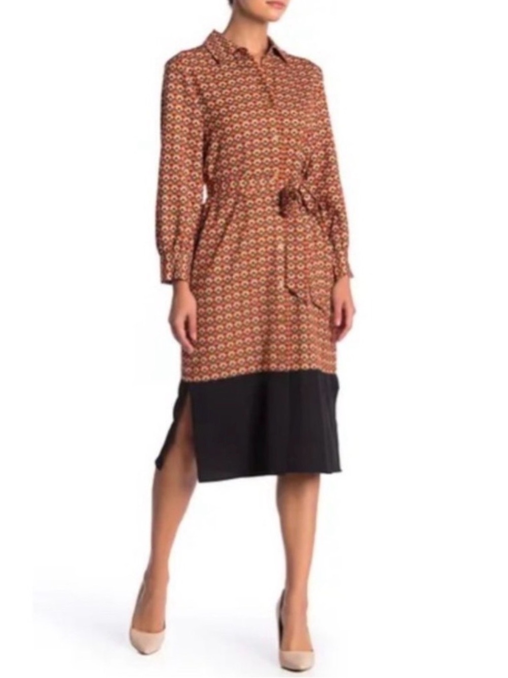 Alexia Admor | Waist Tie Printed Midi Dress Size M